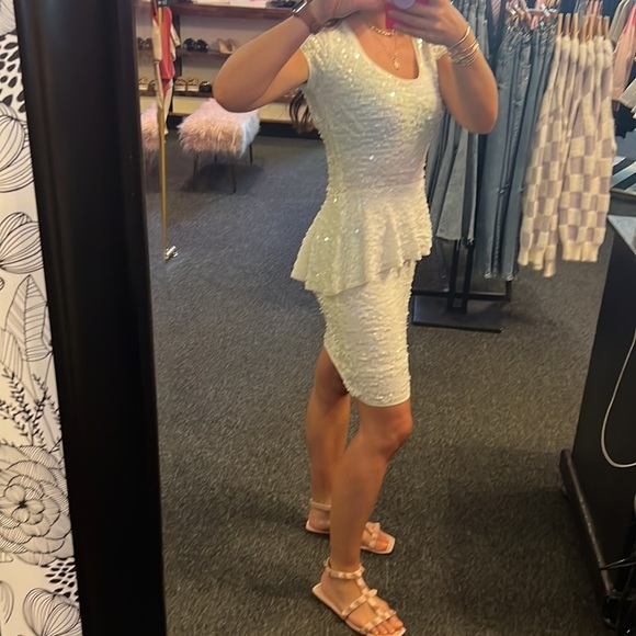 BCBGMAXAZRIA White Sequin Dress - Picture 2 of 4